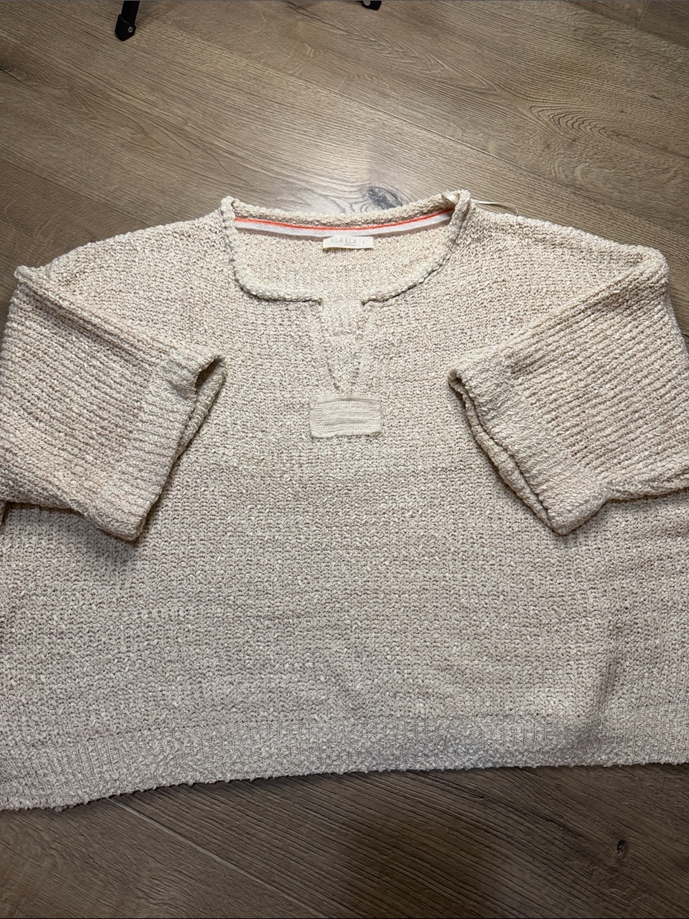 ILLA ILLA Cream Scoop Neck short sleeve Knit Sweater